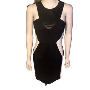 Mason Black Sexy Halter Leather Dress Knee-Length